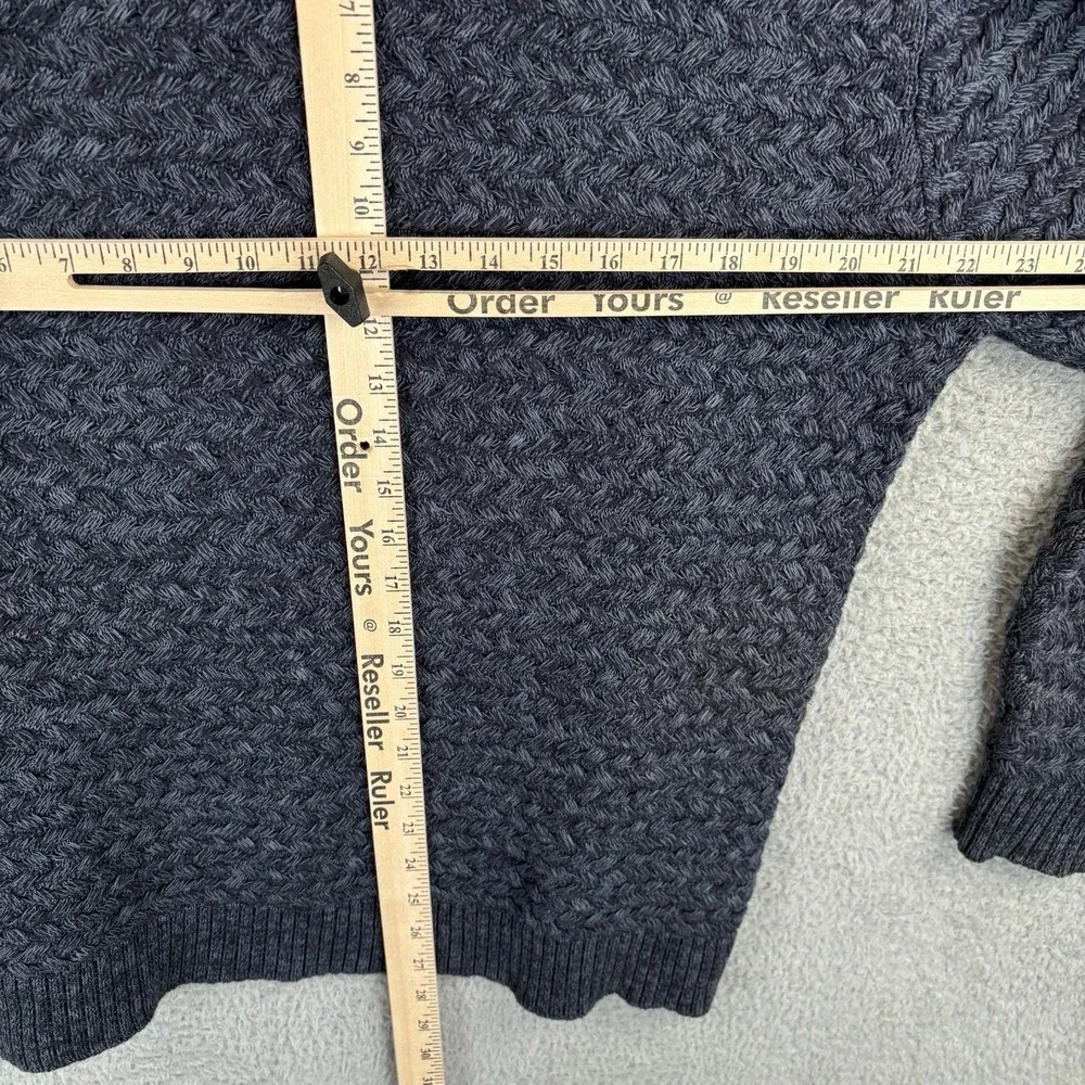 Carbon 2 Cobalt Sweater Mens Large Blue Gray Basket Weave Knit Cotton‎ Crewneck